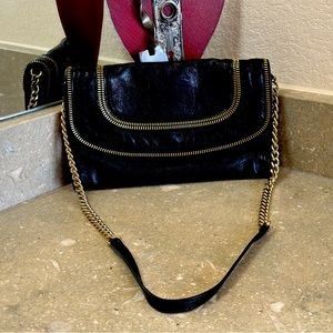Michael Kors, black, leather shoulder strap bag.